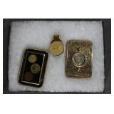 Two coin belt buckles & coin money clip