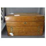 Three drawer oak lift top Craftsman tabletop cabin