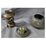 Three Incense burners - Nippon, bronze snake