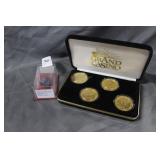 4pcs Grand casino collector tokens & piece of