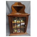 Five shelf corner cabinet with brass hardware,