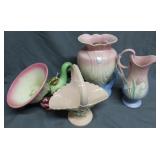 Four Hull pottery pcs: Rosella basket, Tokey
