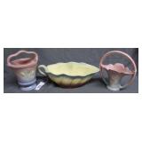 Three pcs Hull pottery: Mardi Gras bowl, Tulip