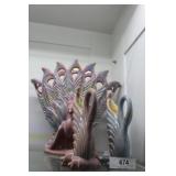 Three pc Royal Haegar swans - two 8" H & 15" H