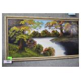 Acrylic on board unsigned of Fall River scene