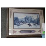 American Indian on horseback framed print with