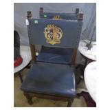 2 Medieval Crested chairsHeavy framed Tudor