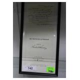 Framed Herbert Hoover signed letter & The