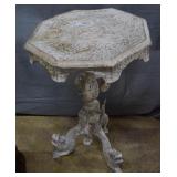 Thailand side table, very ornate top, carved