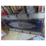Very ornate stained glass panel w/ blue, purple,