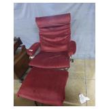 Contemporary velour chair & ottoman Copper