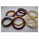 Ten bangles: bone, & bakelite