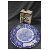Wedgewood Fanual Hall plate & Asian flower frog