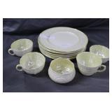 Beleek luster 7 luncheon plates, 4 teacups &