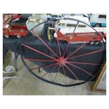 Black & red metal wagon wheel