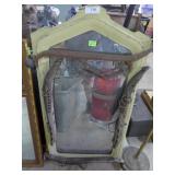 Rustic yellow patina mirror with crackle & ox