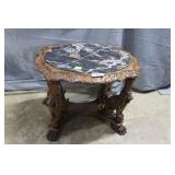 Highly carved marble inlay occasional table with