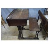 School desk  1800s  oak primitive post elementary