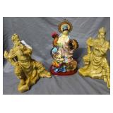 Three resin Asian figures
