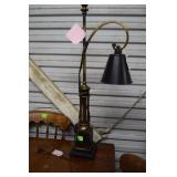 Cast metal gold & black finish desk lamp, 26"h.