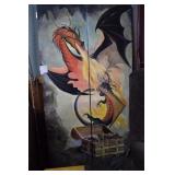 Dragon spitting fire w/ treasure chest on 2