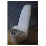 Mod high heel seat, white fabric w/ Zebra fabric