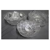 3pcs Brilliant cut crystal bowls