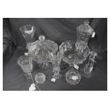 Nine PCs Fostoria Coin pattern glass - pedestal