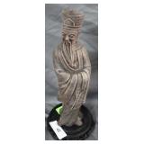 Stone carved thoughtful figure approx 14" H