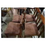 4X- mod dining chairs, hardwood, brn corduroy
