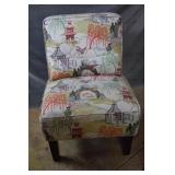 Asian motif upholstered lounge chair, clean