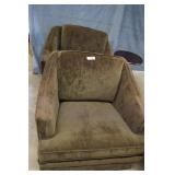 Two club chairs Coco brown velour fabric  16 inch