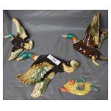 Three Mid Century Ceramic ducks in flight