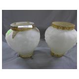 2X- Nice frosted art glass vase