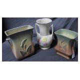 Three pcs Hull pottery: Calle Lilly & Open Rose