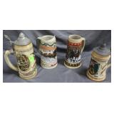 Four Budweiser Steins