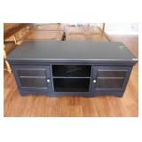 Contemporary black double door media cabinet 59" x