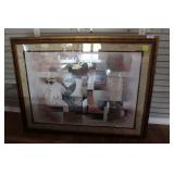 Framed contemporary art in gold guild frame 58" x