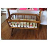Oak basket hanging baby cradle 39" x 21"