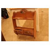 Country wall shelf with rose design double drawer