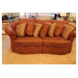 Formal living sofa with seven throw pillows 96" x