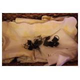 Wicker basket with queen bed set, shower curtain &