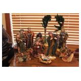11pc resin nativity scene with backdrop