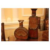 Two contemporary metal decorative vessels