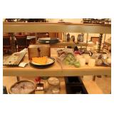 candles, decorative filler, veggie plates, trinket