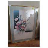 Large abstract floral in frame Carlos Rios 26.5" x