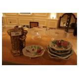 Cherub, cake plates, & Hp rose bowls