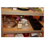 Palm tree covered box, highball glasses, box 19" x