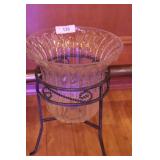 Contemporary glass center bowl on metal stand