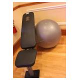 Golds Gym workout bench & weighted workout ball